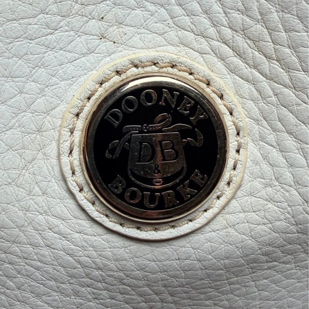Vintage Dooney & Bourke White Pebbled Leather Satchel Crossbody Bag GoldHardware